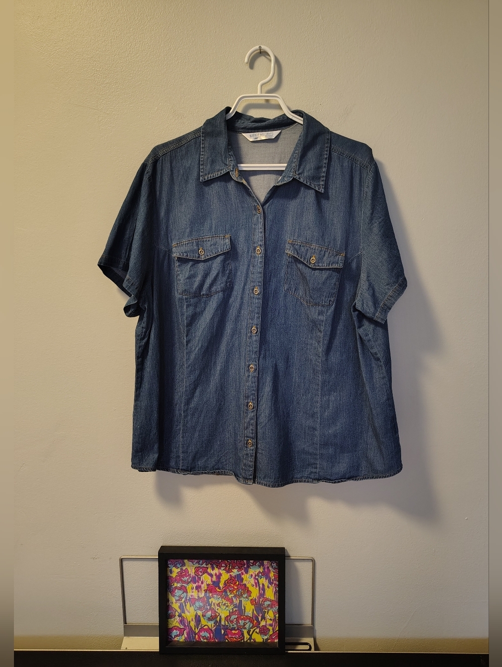 Riders by Lee Blue Denim Lightweight Button-Up Shirt - 1X